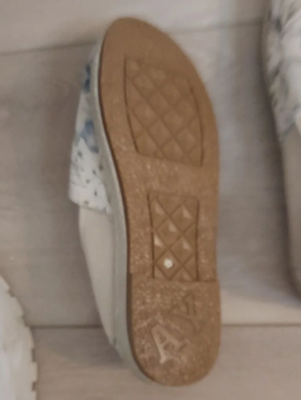 Women’s Cream Canvas Slip-On Espadrilles with Blue Floral Print